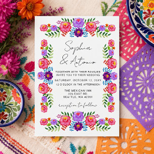Invitation Mariage de fête florale mexicaine vibrante
