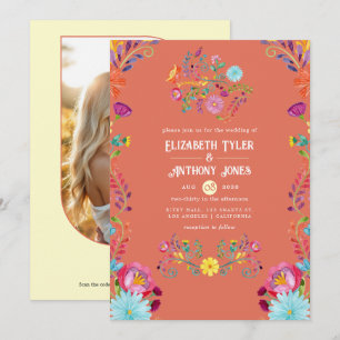 Invitation Mariage de fête mexicaine en terre cuite et crème