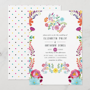 Invitation Mariage de fête mexicaine florale aquarelle coloré