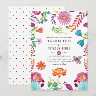 Invitation Mariage de fête mexicaine florale aquarelle coloré