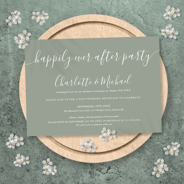 Invitation Mariage de fête Sage Vert Happily Ever After (Sage Green Happily Ever After Party Wedding Invitation)