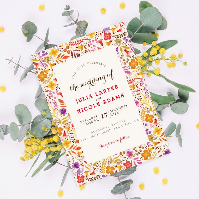 Invitation Mariage de feuillage de Fleur sauvage Boho violet  (Créateur téléchargé)