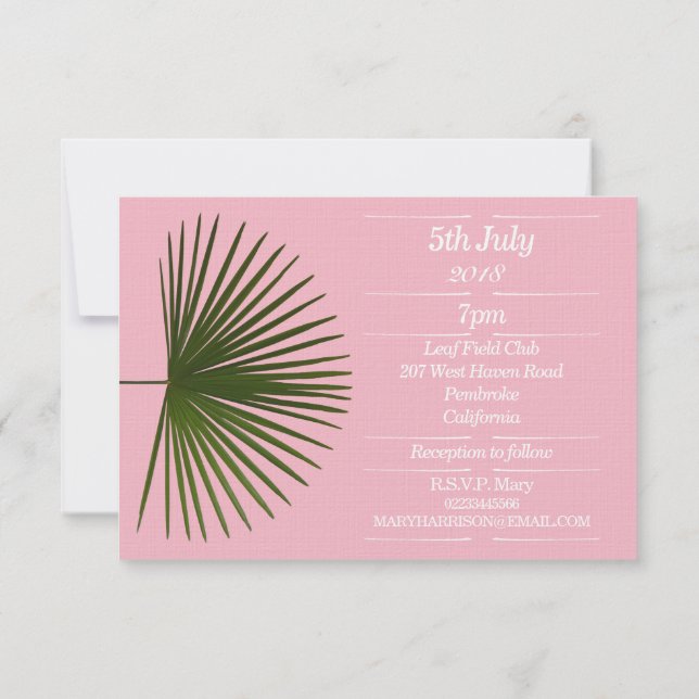Invitation Mariage de feuille de palme frond Tropical (Dos)