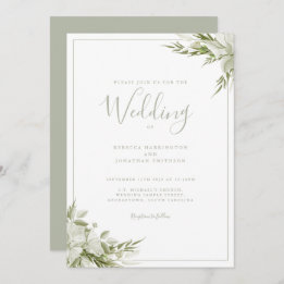 Invitation Mariage de feuille verte de taille minimale