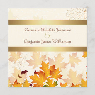 Invitation Mariage de feuilles d'automne d'or