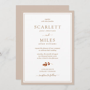 Invitation Mariage de feuilles d'automne simples