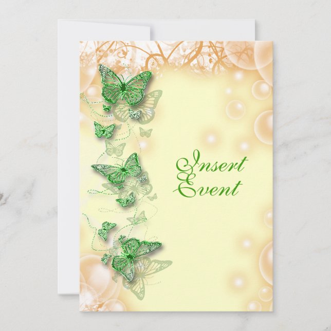 Invitation mariage de fiançailles d'anniversaire jaune vert (Devant)