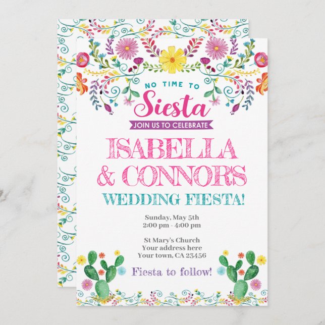 Invitation Mariage de Fiesta (Devant / Derrière)