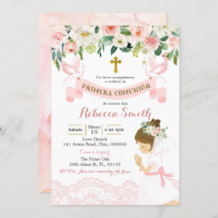 Invitation Mariage de fille espagnole Pink et Gold Primera