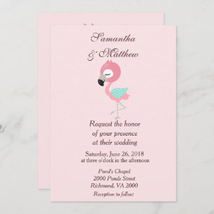 Invitation Mariage de Flamant rose rose Kawaii