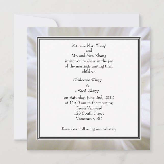 Invitation mariage de fleur marguerite blanche (Devant)