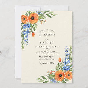Invitation Mariage de Fleur Sauvage à l'Esprit Orange