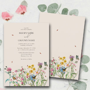 Invitation Mariage de Fleur sauvage d'aquarelle Jardin & Inse