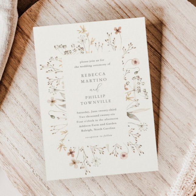 Invitation Mariage de Fleur sauvage de cadre floral Boho (Créateur téléchargé)
