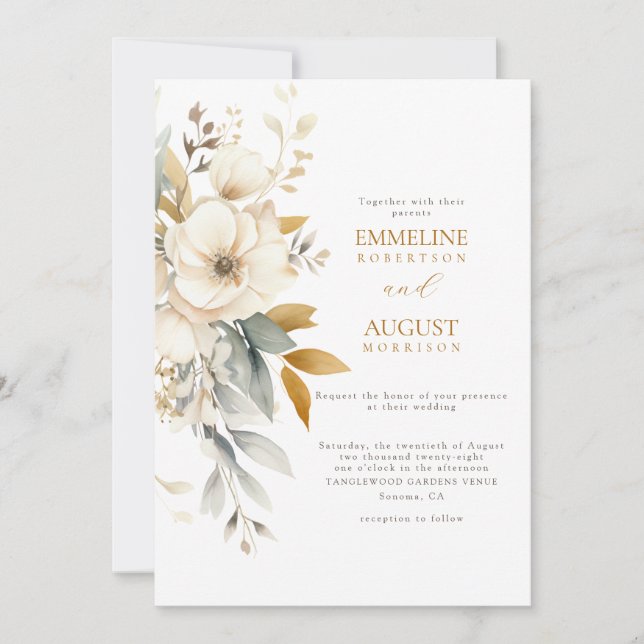 Invitation Mariage de Fleur sauvage de fleurs Boho Rustique (Devant)