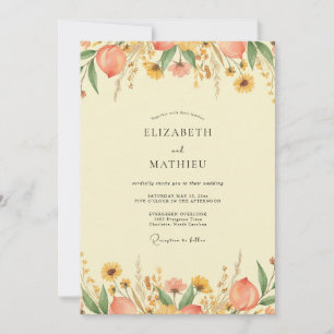 Invitation Mariage de Fleur Sauvage Jaune Beurre Côtière