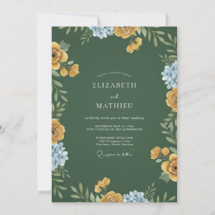 Invitation Mariage de Fleur Sauvage Moutarde Pervenche