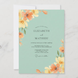 Invitation Mariage de Fleur Sauvage Orange Mousse de Mer