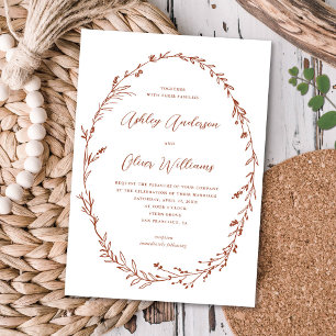 Invitation Mariage de Fleur sauvage rustique blanc en terre c