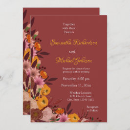 Invitation Mariage de fleurs automne