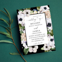 Mariage de fleurs blanches d'anémone - noir