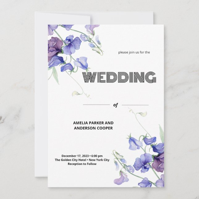 Invitation Mariage de fleurs blanches de charme (Devant)