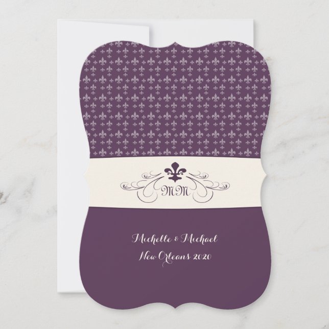 Invitation Mariage de fleurs blanches violettes de Lis (Devant)
