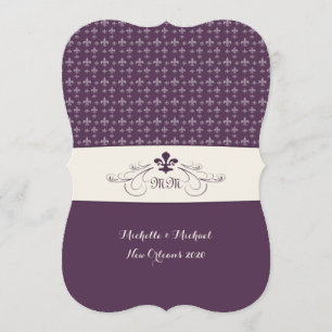 Invitation Mariage de fleurs blanches violettes de Lis