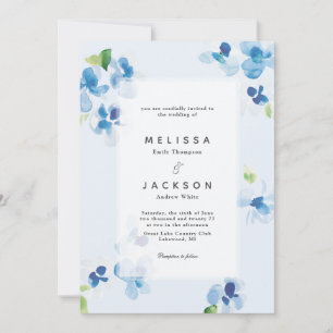 Invitation Mariage de fleurs bleues et délicates
