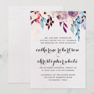 Invitation Mariage de fleurs d'aquarelle