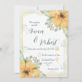 Invitation Mariage de fleurs d'aquarelle de pavot orange