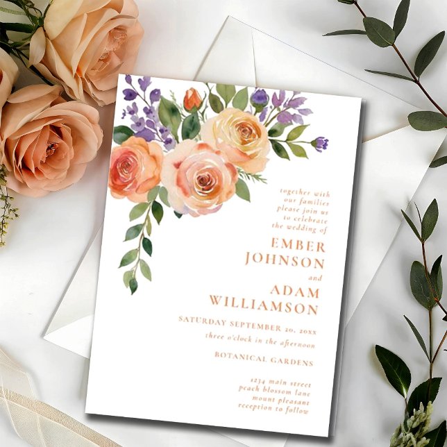 Invitation Mariage de fleurs d'aquarelle fleurie gras (Créateur téléchargé)