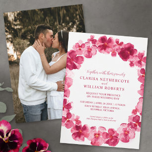 Invitation Mariage de fleurs d'aquarelle rose rouge