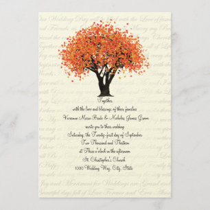 Invitation Mariage de fleurs d'arbre d'automne