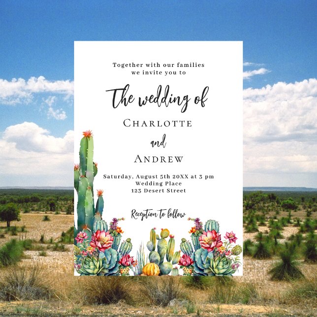 Invitation Mariage de fleurs de cactus (Créateur téléchargé)