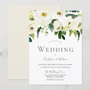 Invitation Mariage de fleurs de champagne blanc