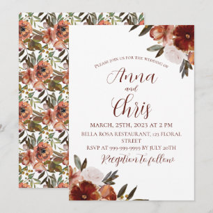 INVITATION MARIAGE DE FLEURS DE CHUTE DE COULEUR D'EAU