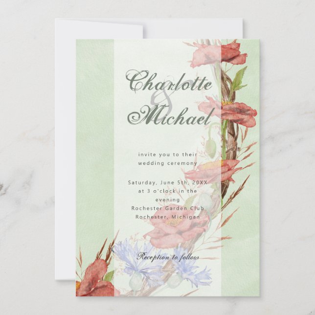 Invitation mariage de fleurs de cornflower fleur sauvage (Devant)