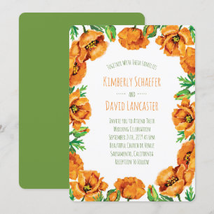 Invitation Mariage de fleurs de crapaud orange