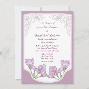 Invitation Mariage de fleurs de crocus pourpre printanière