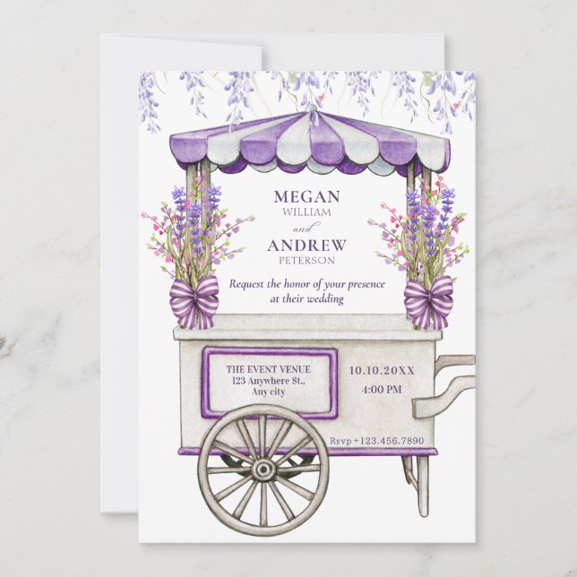 Invitation Mariage de fleurs de lavande lilas violet (Devant)