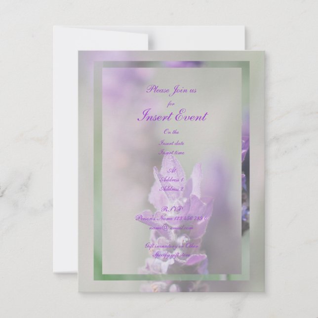 Invitation Mariage de fleurs de lavande violette | Personnali (Devant)