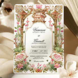Invitation Mariage de fleurs de Lotus Oriental Rosé