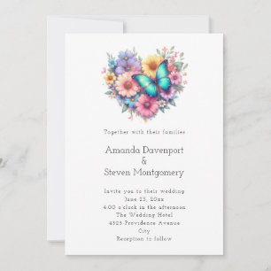 Invitation Mariage de fleurs de marguerite avec un beau papil