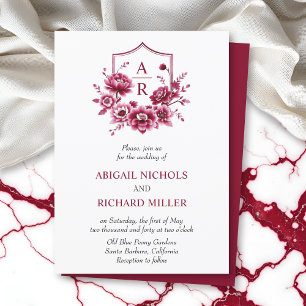 Invitation Mariage de fleurs de pivoine à fleurs de Bourgogne