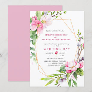 Invitation Mariage de fleurs de pomme rose et blanche