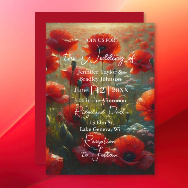Invitation Mariage de fleurs de Red Poppies (Créateur téléchargé)