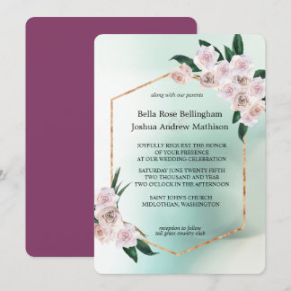 Invitation Mariage de fleurs de rose douce