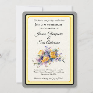 Invitation Mariage de fleurs de rose jaune romantique moderne