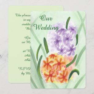 Invitation Mariage de fleurs d'hyacinthe violet orange